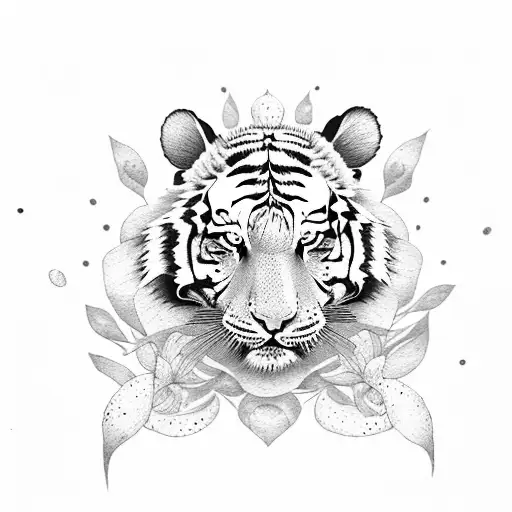 tiger lily with bumble bee tattoo design idea