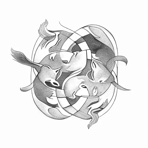 A two fox and a yin-yang symbol intertwined, representing balance and harmony tattoo design idea