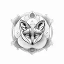 A fox and a yin-yang symbol intertwined, representing balance and harmony tattoo design idea