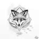 A fox and a yin-yang symbol intertwined, representing balance and harmony tattoo design idea
