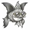 dead upside down goldfish cracker with glasses  tattoo design idea