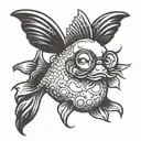 dead upside down goldfish cracker with glasses  tattoo design idea