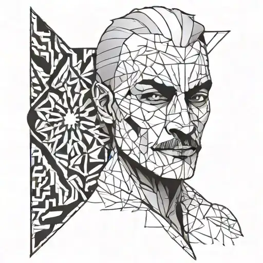 a sad man with a mask split same face but happy  tattoo design idea