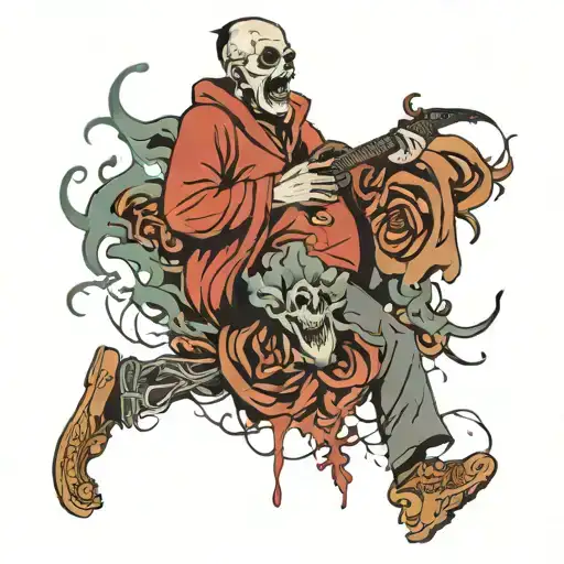 man walk singing over dead spirit coming tattoo design idea