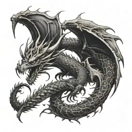 dragon and death tattoo design idea