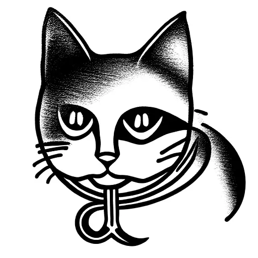 Cat with katana tattoo design idea