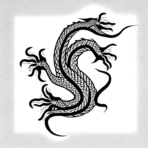 jasmin flower blossoms wrapped around a minimalistic japanese dragon tattoo design idea
