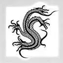 jasmin flower blossoms wrapped around a minimalistic japanese dragon tattoo design idea