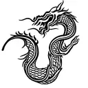 jasmin flower blossoms wrapped around a minimalistic japanese dragon tattoo design idea