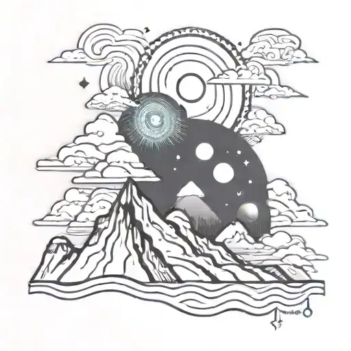 alaska big dipper Northern lights with mountains  tattoo design idea