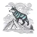 alaska big dipper Northern lights with mountains  tattoo design idea