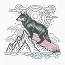 alaska big dipper Northern lights with mountains  tattoo design idea