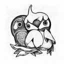 rowlet and mudkip tattoo design idea