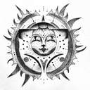 Sun and Moon tattoo design idea