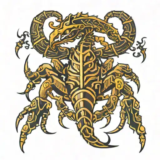tribal with a scorpion surrounded tattoo design idea