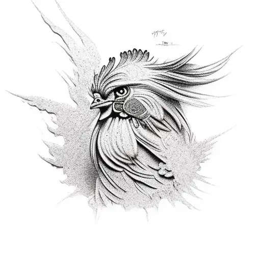fighting rooster jump full tattoo design idea