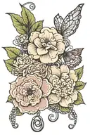 My Sisters Keeper with 3 chain links at the bottom and a medium Hydrangea flower on the left tattoo design idea
