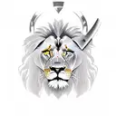  create an ax with a lion reflected on its blade tattoo design idea