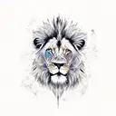  create an ax with a lion reflected on its blade tattoo design idea