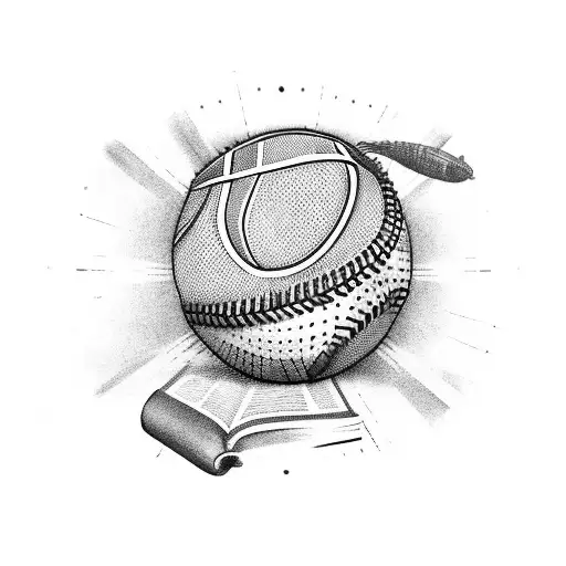 create a bible with a baseball on top tattoo design idea