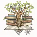 tree of life with books floating tattoo design idea