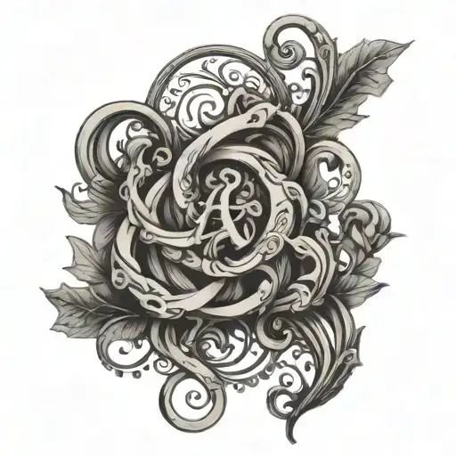 bracelet made of vines with the logos of the zodiac signs of aquarius, libra, aries, leo, and libra again tattoo design idea