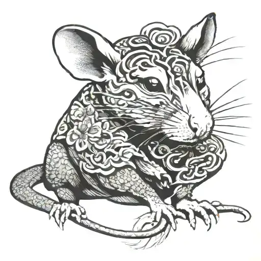 Japanese rat tattoo design idea