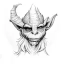 Goblin king with a raven in his arm tattoo design idea