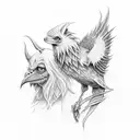 Goblin king with a raven in his arm tattoo design idea