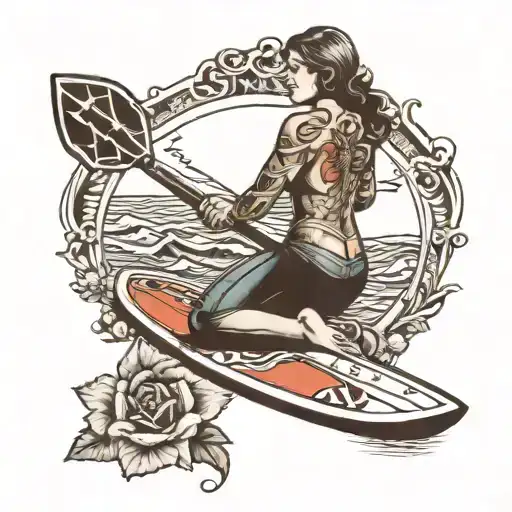 A paddleboard as a tombstone rip to my shoudler  tattoo design idea