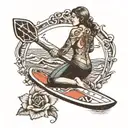 A paddleboard as a tombstone rip to my shoudler  tattoo design idea