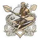 A paddleboard as a tombstone rip to my shoudler  tattoo design idea