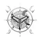 odin, viking compass, 2 ravens tattoo design idea