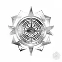 odin, viking compass, 2 ravens tattoo design idea