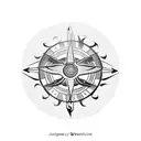 odin, viking compass, 2 ravens tattoo design idea