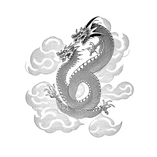 japanese dragon and cloud tattoo design idea