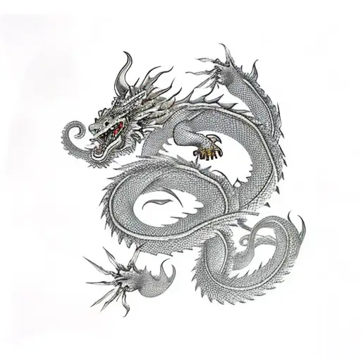 japanese dragon and cloud tattoo design idea