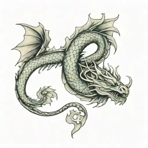 Dragon pisces zodiac sign tattoo design idea