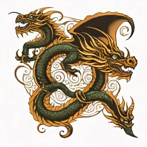 Dragon pisces zodiac sign tattoo design idea