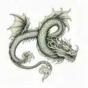 Dragon pisces zodiac sign tattoo design idea