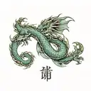 Dragon pisces zodiac sign tattoo design idea