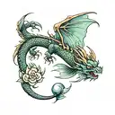 Dragon pisces zodiac sign tattoo design idea