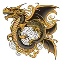Dragon pisces zodiac sign tattoo design idea
