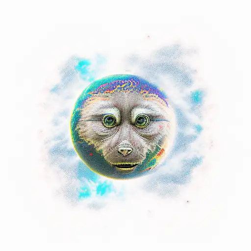 Man on the moon tattoo design idea
