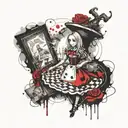 Alice in Wonderland scene tattoo design idea