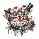 Alice in Wonderland scene tattoo design idea