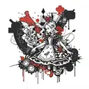 Alice in Wonderland scene tattoo design idea