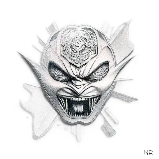 ninja posing tattoo design idea