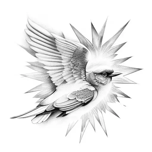R.I.P birds, heaven, clouds, sun beam tattoo design idea