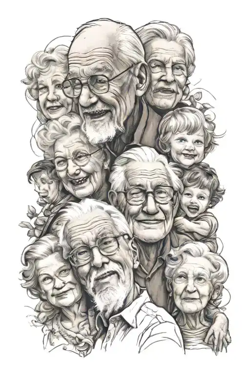 grandkids with grandparents tattoo design idea
